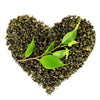 Loose tea leaves in a heart shape