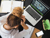 Stressed woman working and needing tea